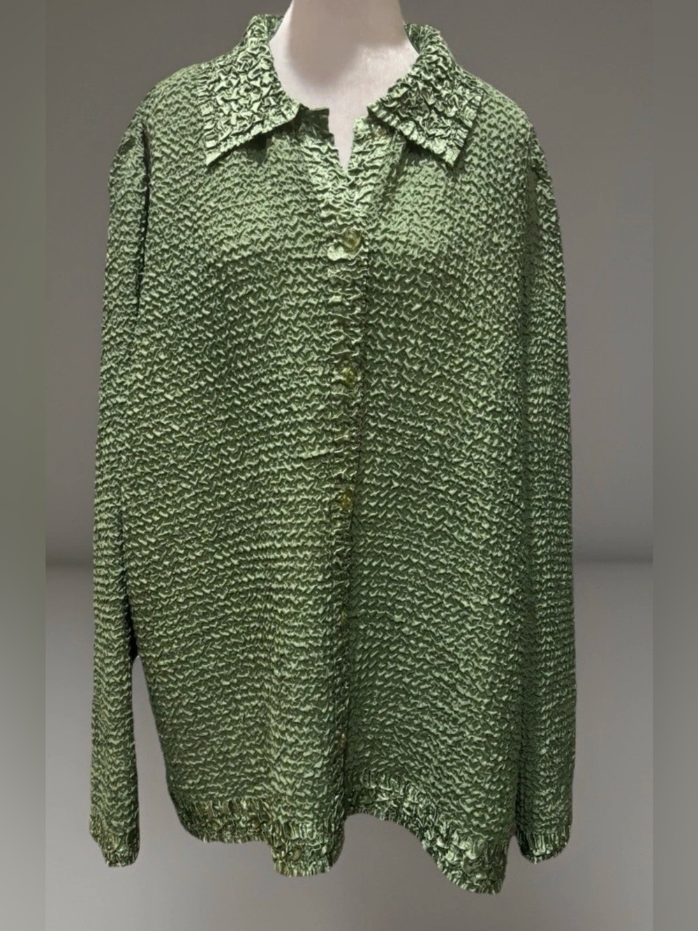 Rafael Woman crinkled ruched button down lightweight blouse 3X
